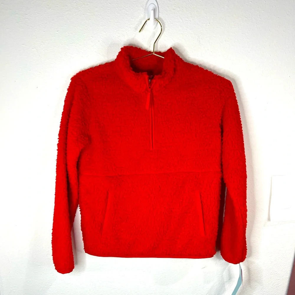 Wondershop Kid’s Fleece Pullover Red Sweater Size XL (14) Cozy Soft Comfy Warm